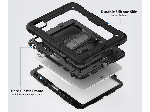 Rugged Impact Case with Strap for iPad Pro 11 (2025) - Classic Black