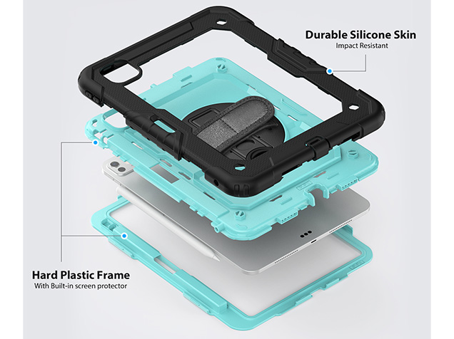 Rugged Impact Case with Strap for iPad Pro 11 (2025) - Turquoise