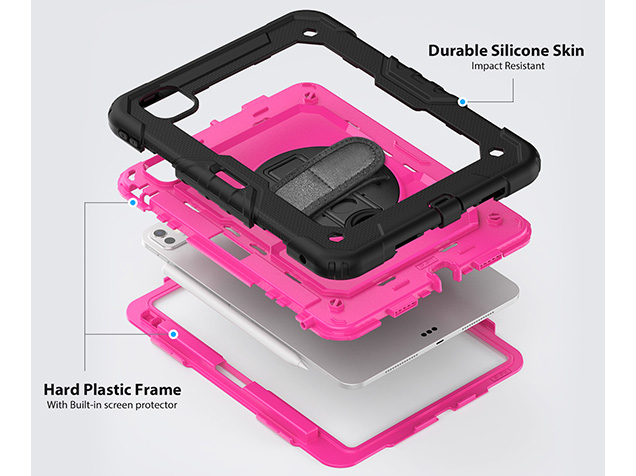 Rugged Impact Case with Strap for iPad Pro 11 (2025) - Pink