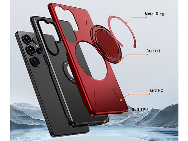 Impact Case with Ring for Samsung Galaxy S24 Ultra - Red