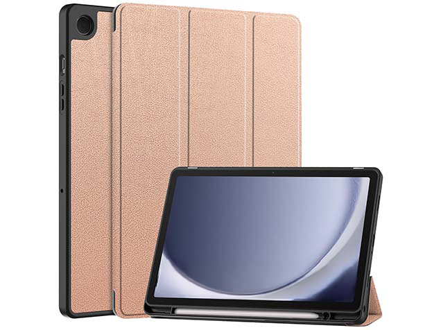 Premium Slim Synthetic Leather Flip Case with Stand for Samsung Galaxy Tab A11+ 11 inches - Rose Gold Leather Flip Case
