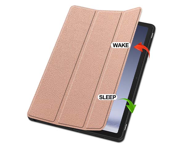 Premium Slim Synthetic Leather Flip Case with Stand for Samsung Galaxy Tab A11+ 11 inches - Rose Gold