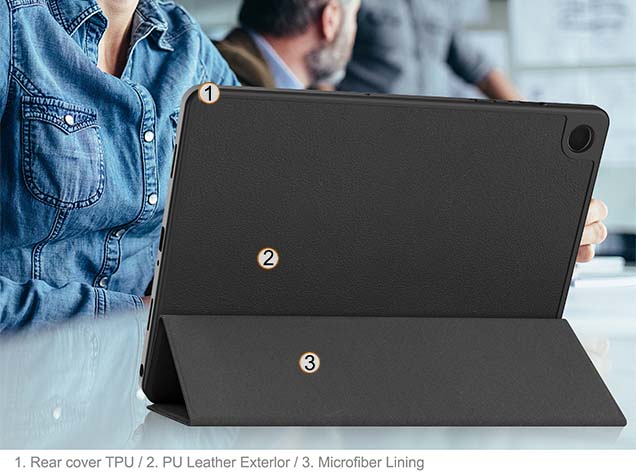 Premium Slim Synthetic Leather Flip Case with Stand for Samsung Galaxy Tab A11+ 11 inches - Black