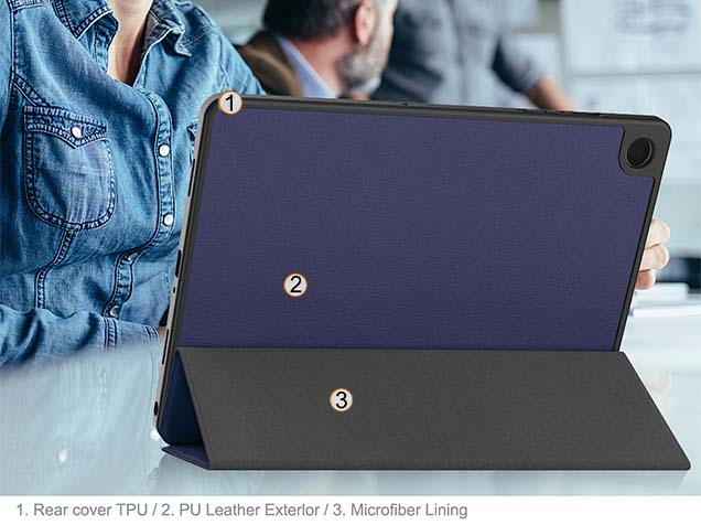 Premium Slim Synthetic Leather Flip Case with Stand for Samsung Galaxy Tab A11+ 11 inches - Navy