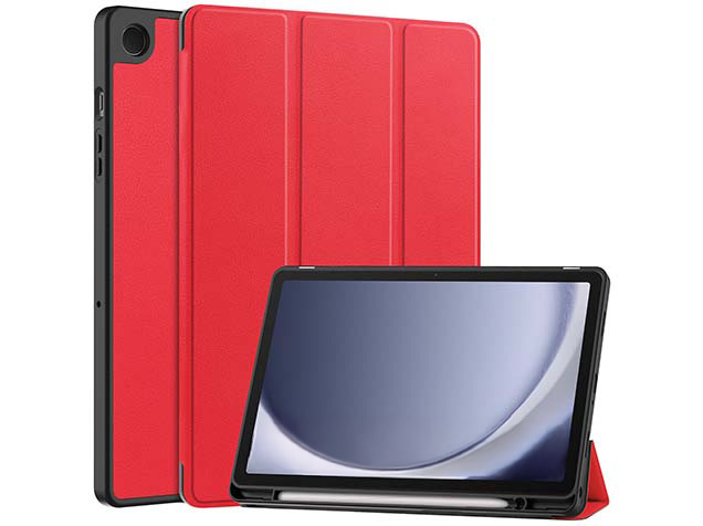 Premium Slim Synthetic Leather Flip Case with Stand for Samsung Galaxy Tab A11+ 11 inches - Red Leather Flip Case
