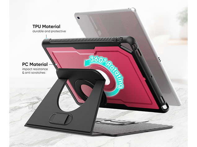 Stylish Robust Case for the iPad 10.2 (9th, 8th & 7th Gen) - Rose Red