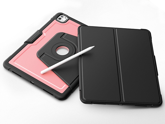 Stylish Robust Case for the iPad Pro 13 (2025 / 2024) - Dusty Pink Leather Flip Case