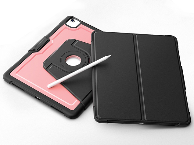 Stylish Robust Case for the iPad Pro 12.9 (6th, 5th, 4th & 3rd Gen) - Dusty Pink Leather Flip Case