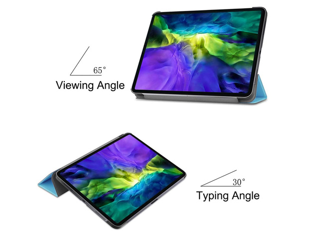 Premium Slim Synthetic Leather Flip Case with Stand for iPad Pro 11 (20 / 18) - Sky Blue