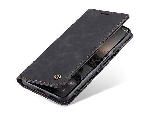 CaseMe Slim Synthetic Leather Wallet Case with Stand for Google Pixel 10a - Charcoal Leather Wallet Case