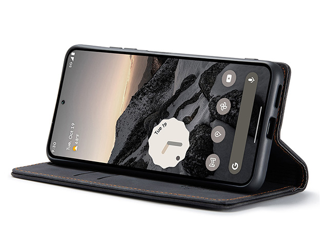 CaseMe Slim Synthetic Leather Wallet Case with Stand for Google Pixel 10a - Charcoal