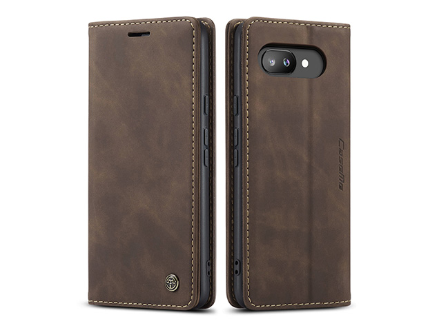 CaseMe Slim Synthetic Leather Wallet Case with Stand for Google Pixel 10a - Chocolate