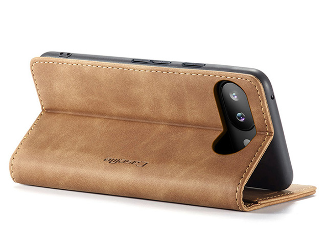CaseMe Slim Synthetic Leather Wallet Case with Stand for Google Pixel 10a - Tan