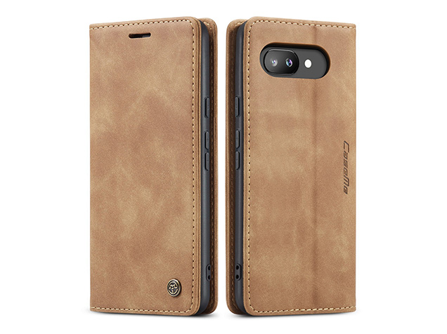 CaseMe Slim Synthetic Leather Wallet Case with Stand for Google Pixel 10a - Tan