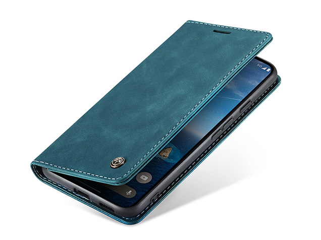 CaseMe Slim Synthetic Leather Wallet Case with Stand for Google Pixel 10a - Teal Leather Wallet Case