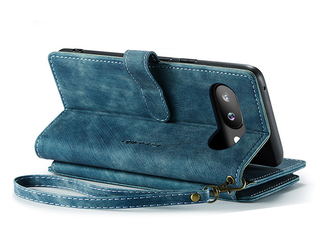 CaseMe Synthetic Leather Wallet Case with Zipper Pocket for Google Pixel 10a - Teal Leather Wallet Case