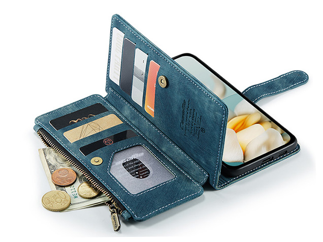 CaseMe Synthetic Leather Wallet Case with Zipper Pocket for Google Pixel 10a - Teal