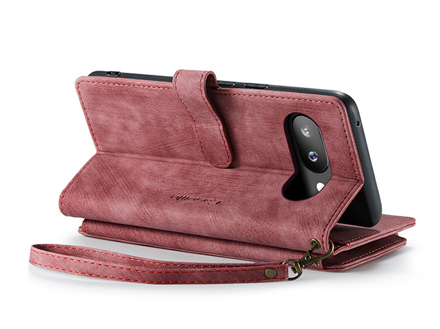 CaseMe Synthetic Leather Wallet Case with Zipper Pocket for Google Pixel 10a - Blush Leather Wallet Case