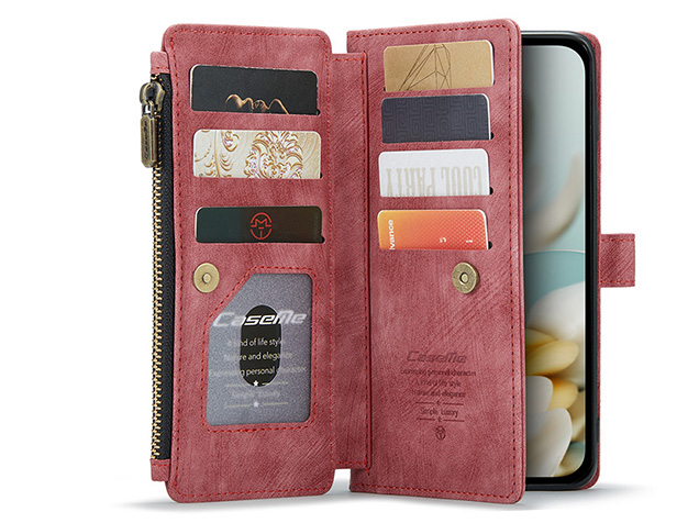 CaseMe Synthetic Leather Wallet Case with Zipper Pocket for Google Pixel 10a - Blush