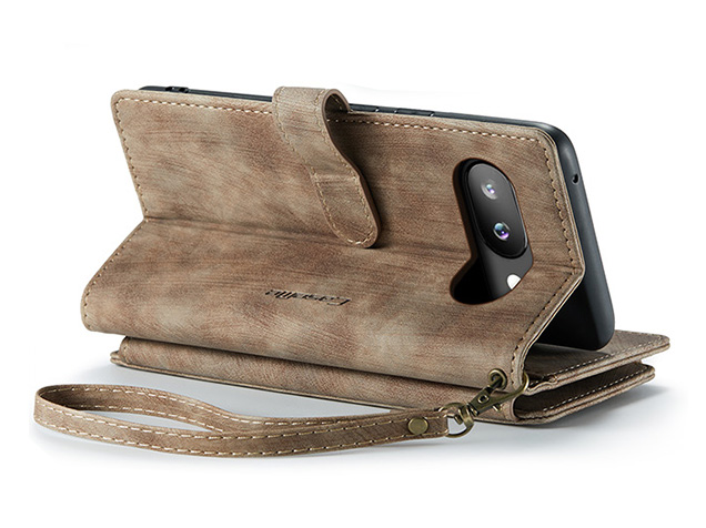 CaseMe Synthetic Leather Wallet Case with Zipper Pocket for Google Pixel 10a - Desert Taupe Leather Wallet Case