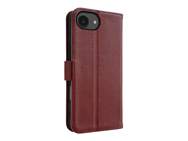 Premium Leather Wallet Case for Apple iPhone 17e - Rosewood Leather Wallet Case