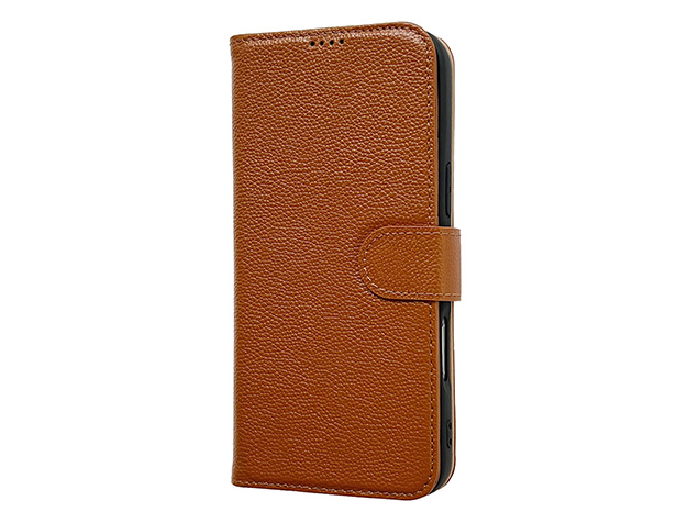 Premium Leather Wallet Case for Apple iPhone 17e - Caramel
