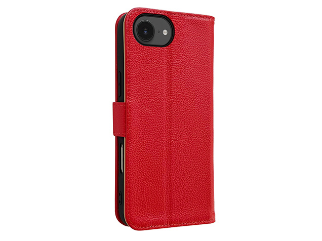Premium Leather Wallet Case for Apple iPhone 17e - Red Leather Wallet Case