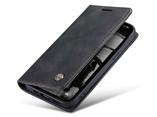 CaseMe Slim Synthetic Leather Wallet Case with Stand for iPhone 17e - Charcoal Leather Wallet Case