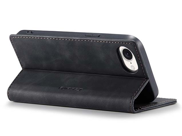 CaseMe Slim Synthetic Leather Wallet Case with Stand for iPhone 17e - Charcoal