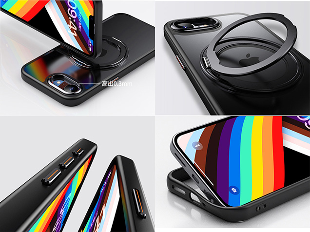 Magnetic Ring Stand Case for iPhone 17e - Clear / Silver