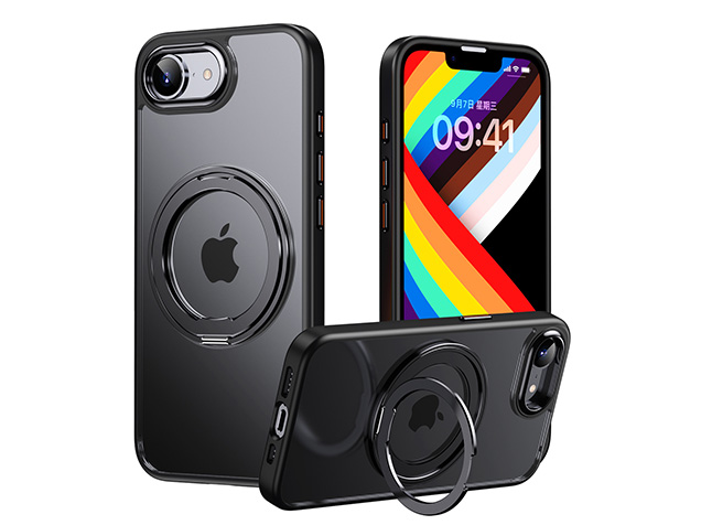 Magnetic Ring Stand Case for iPhone 17e - Frosted / Black Hard Case
