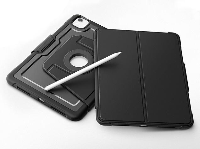 Stylish Robust Case for the iPad Air 11 (2026) - Black Leather Flip Case