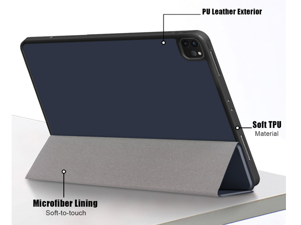 Synthetic Leather Flip Case with Stand for iPad Air 13 inch (2026) - Midnight Blue Leather Flip Case