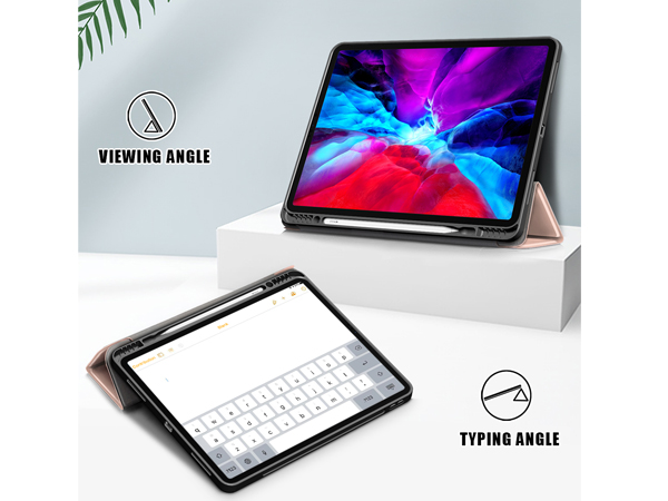 Synthetic Leather Flip Case with Stand for iPad Air 13 inch (2026) - Apricot