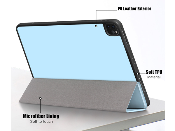 Synthetic Leather Flip Case with Stand for iPad Air 13 inch (2026) - Baby Blue Leather Flip Case