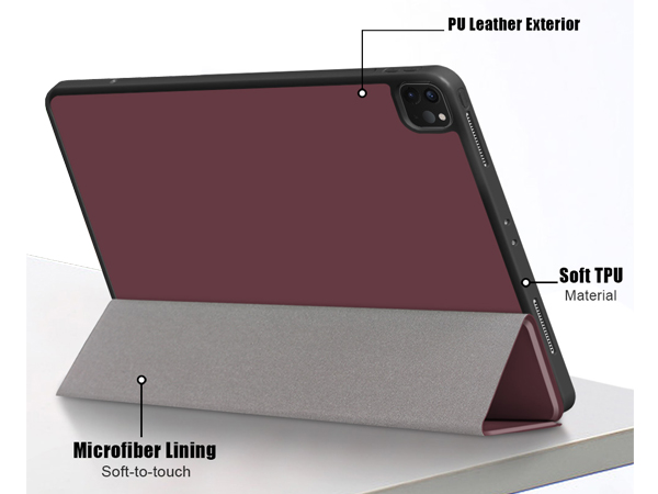 Synthetic Leather Flip Case with Stand for iPad Air 13 inch (2026) - Burgundy Leather Flip Case