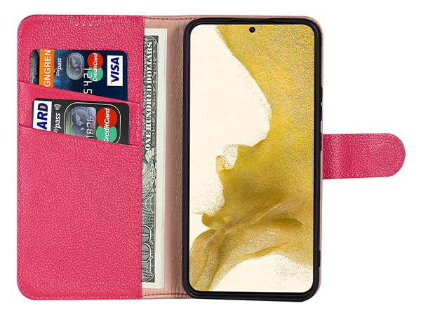 Premium Leather Wallet Case for Samsung Galaxy S26 - French Rose