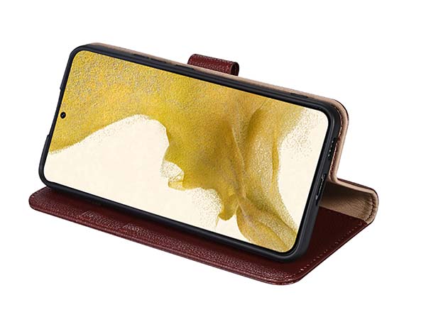 Premium Leather Wallet Case for Samsung Galaxy S26 - Rosewood