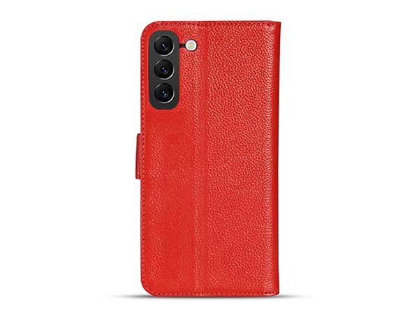 Premium Leather Wallet Case for Samsung Galaxy S26+ - Red Leather Wallet Case