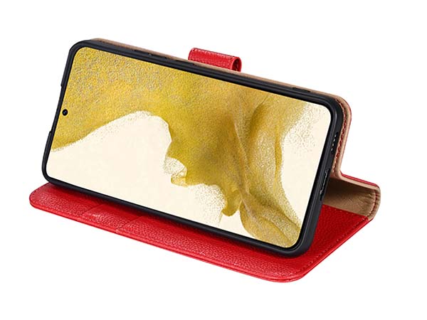 Premium Leather Wallet Case for Samsung Galaxy S26+ - Red