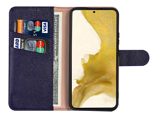 Premium Leather Wallet Case for Samsung Galaxy S26+ - Midnight Blue
