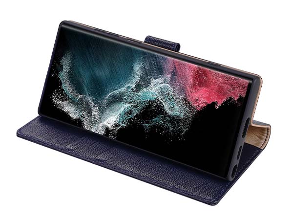 Premium Leather Wallet Case for Samsung Galaxy S26 Ultra - Midnight Blue