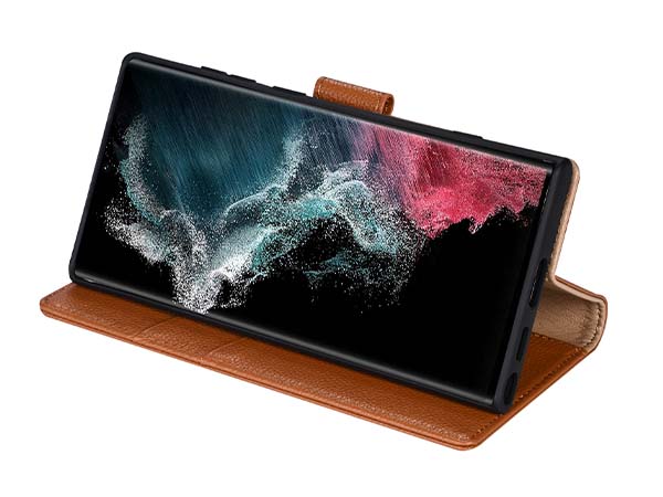 Premium Leather Wallet Case for Samsung Galaxy S26 Ultra - Caramel