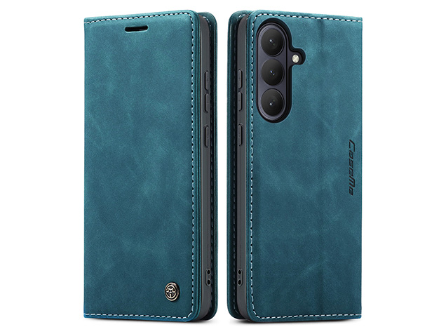 CaseMe Slim Synthetic Leather Wallet Case with Stand for Samsung Galaxy S26+ - Teal Leather Wallet Case