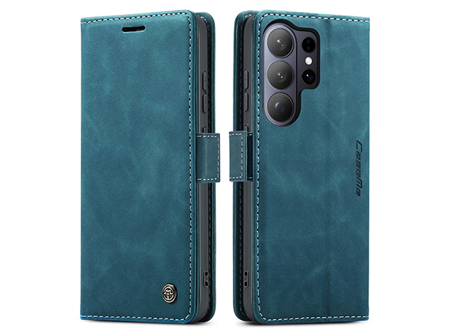 CaseMe Slim Synthetic Leather Wallet Case with Stand for Samsung Galaxy S26 Ultra - Teal Leather Wallet Case