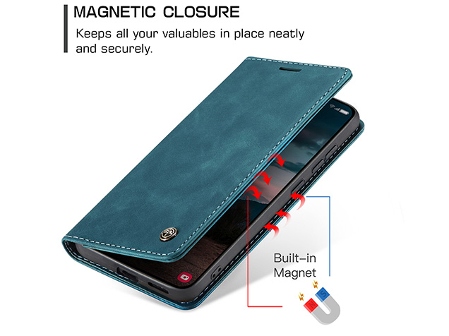 CaseMe Slim Synthetic Leather Wallet Case with Stand for Samsung Galaxy S26 - Teal