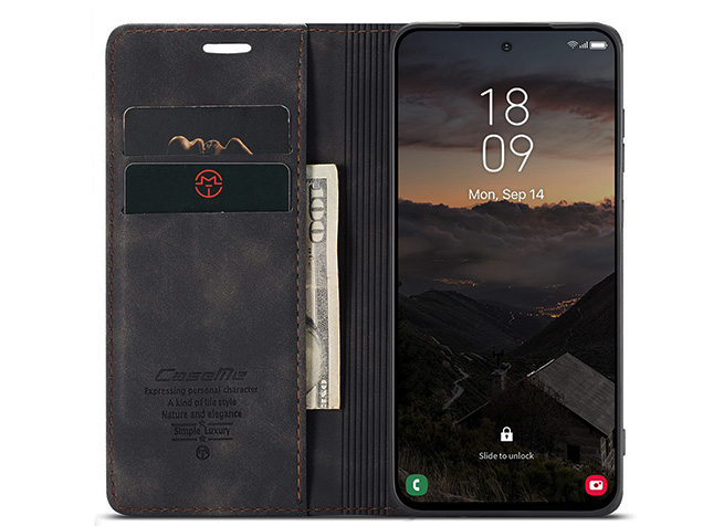 CaseMe Slim Synthetic Leather Wallet Case with Stand for Samsung Galaxy S26+ - Charcoal