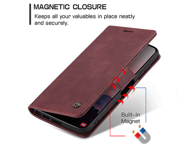 CaseMe Slim Synthetic Leather Wallet Case with Stand for Samsung Galaxy S26 Ultra - Burgundy