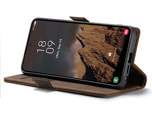 CaseMe Slim Synthetic Leather Wallet Case with Stand for Samsung Galaxy S26 Ultra - Chocolate
