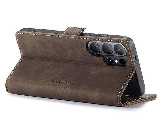 CaseMe Slim Synthetic Leather Wallet Case with Stand for Samsung Galaxy S26 Ultra - Chocolate